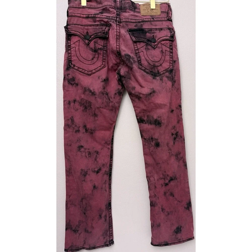 True Religion Acid Washed Jeans Straight Stretch Flap Pockets‎ Pants Sz 34